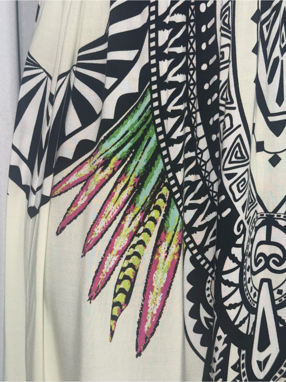 Flying Tomato Cream Maxi Dress with Black Tribal Motif and Bright Accents - Picture 6 of 10